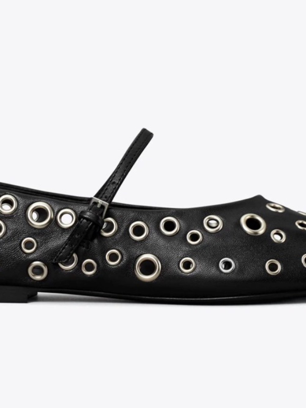 New Tory Burch Black Grommet Mary Jane Flat - Size 8 Retails $350 - Picture 3 of 6